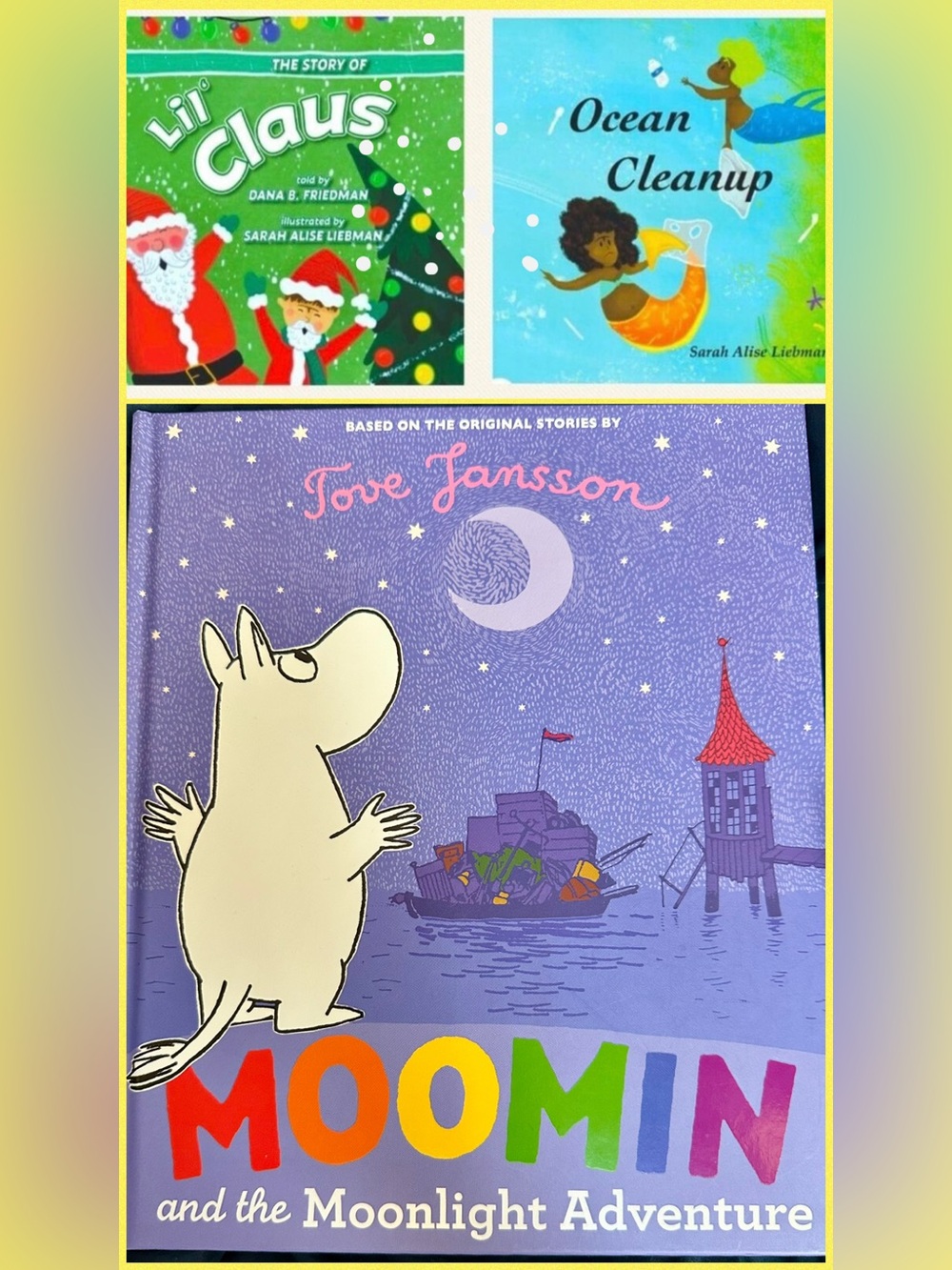 Moomin, Lil Clause & Ocean Clean Up - 3 Kids  Books Bundle (Soft & Hardcover)